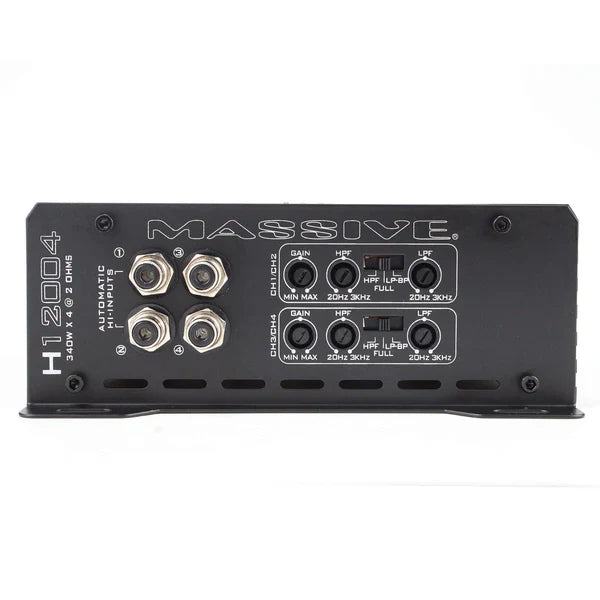 Massive audio H12004 - 200 Watts RMS x 4 @ 4 Ohm 4 Channel Amplifier