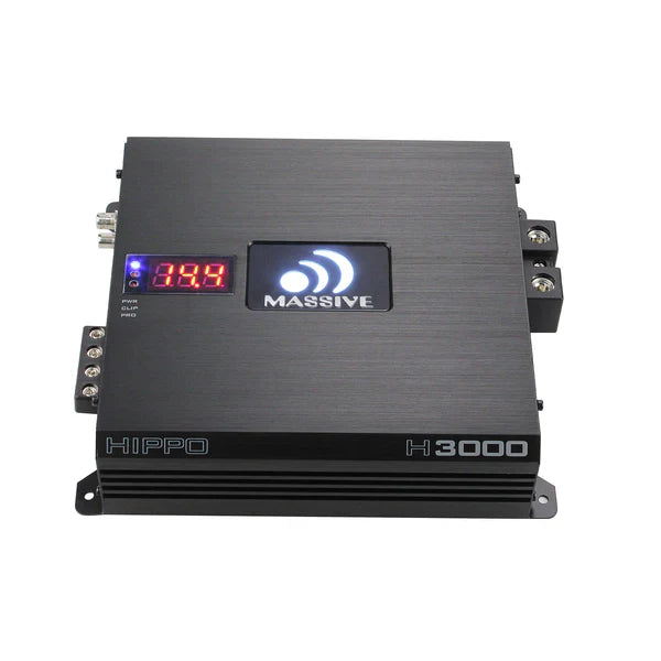Massive audio H3000 - 3000 Watts RMS @ 1 Ohm Mono Block Hippo Series Amplifier with Bass Remote
