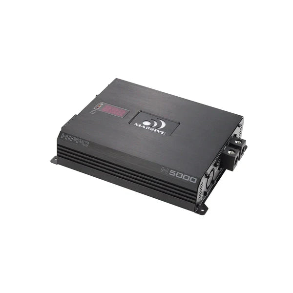 Massive audio H5000 - 5000 Watt RMS @ 1 Ohm Mono Block Hippo Series Amplifier with Bass Remote