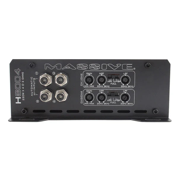 Massive audio H8004 - 125 Watts RMS x 4 @ 4 Ohm 4 Channel Amplifier