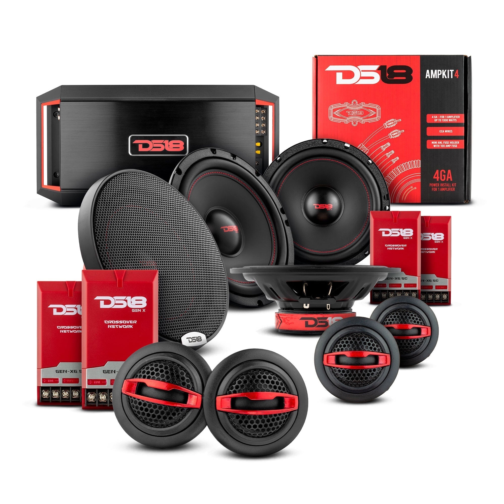 DS18 2006-2020 Honda Civic Front and Back Doors Sedan Speaker Good Upgrade/Replacement Package 900 Watts