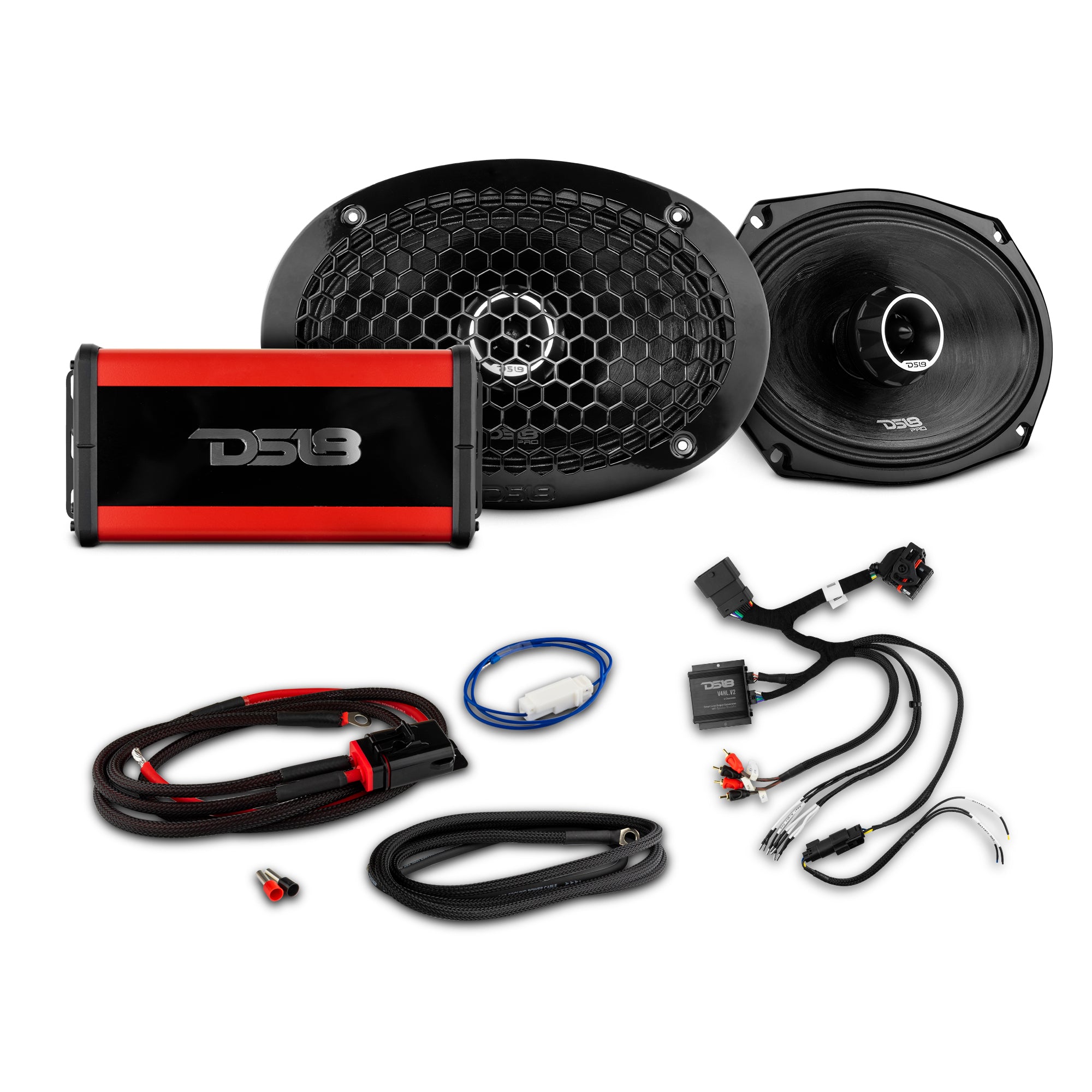 2014-Up Harley-Davidson Street Glide or Road Glide Rear Upgrade Package - 2x PRO Mid-Range w/ Twetter| 1x Marine Amplifier