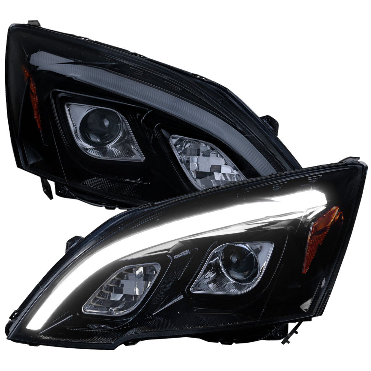 Spec-D 07-11 Honda CR-V LED Bar Projector Black Headlights Smoked