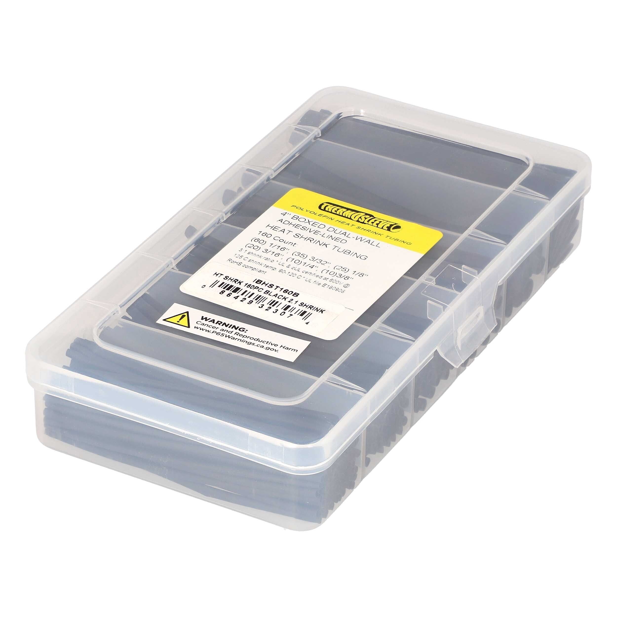 Install bay IBHST160B Heat Shrink Tubing Kit - 160 Pc 4 in 2:1 Assorted - Black