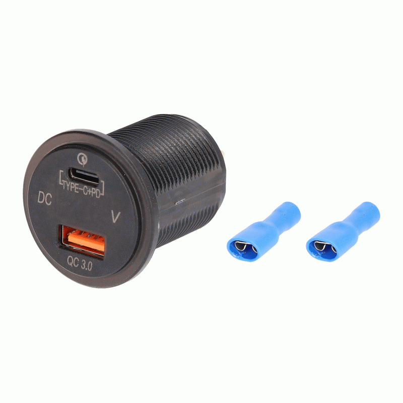 IBR117 Type C + USB 3.0 4X Charge + Voltmeter Flush Mount