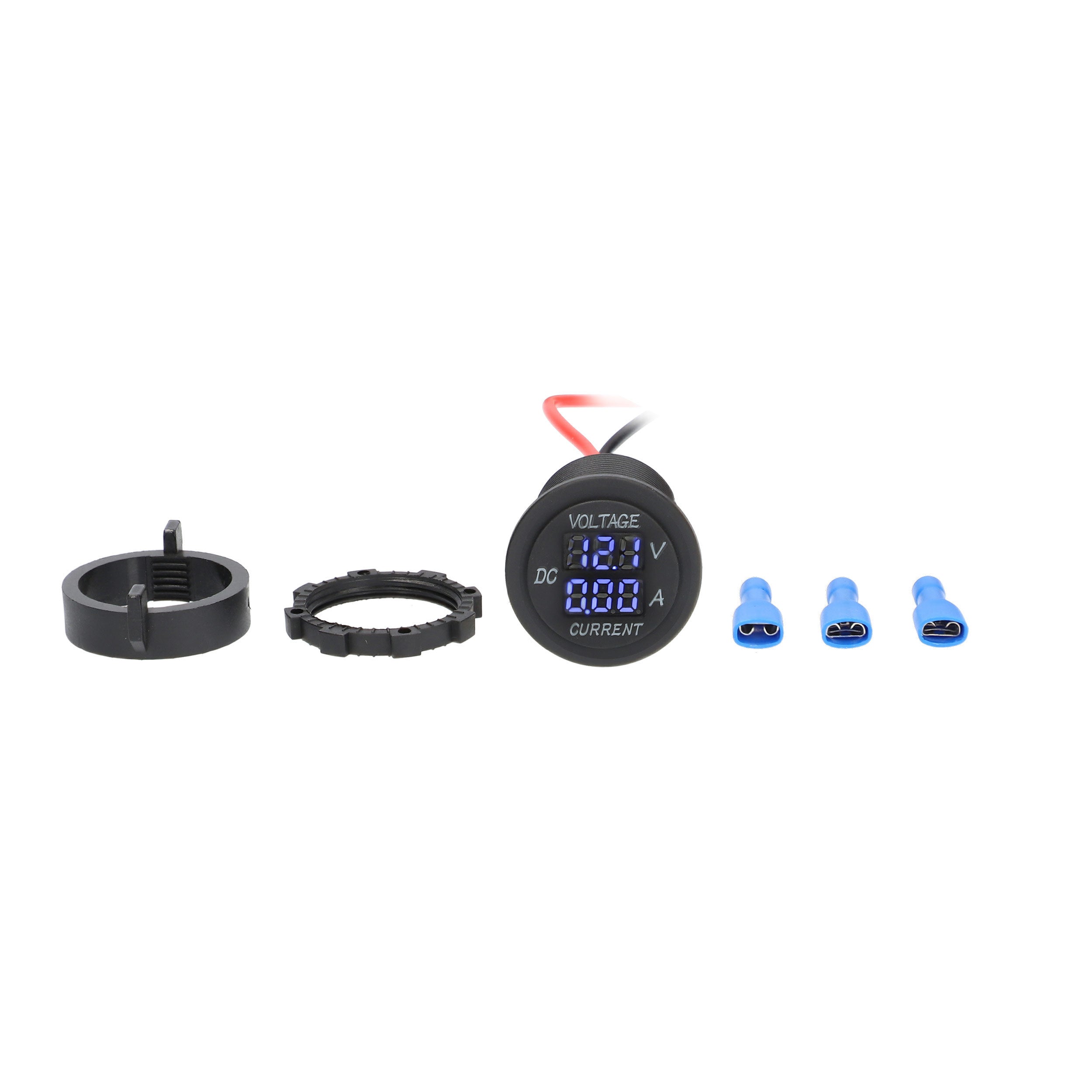 Install bay IBR93 Voltmeter with Current Blue LED Round - Retail Pack
