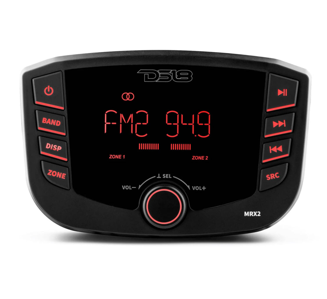 DS18 HYDRO MRX2 Marine Headunit LCD screen , 2 Zones, 4 volts Output, RGB LED Lights, Bluetooth, RDS 4X40 Watts