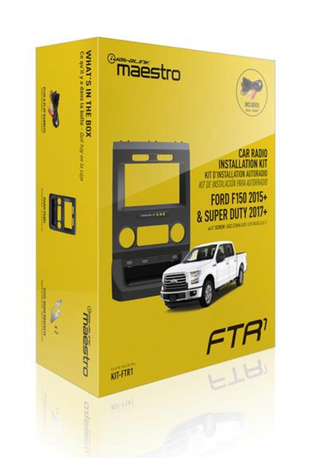 iDatalink KIT-FTR1 Factory System Adapter Install and connect a double-DIN car stereo in select 2015-21 Ford pickups — MRR or MRR2 module also required (Black)
