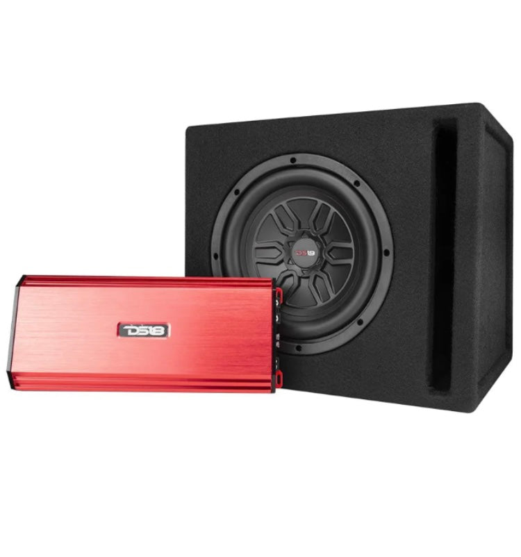 DS18 LSE-110A Bass Package 1 x SLC-MD10 In a Ported Box with S-1500.1/RD Amplifier and 4-GA Amp Kit 400 Watts