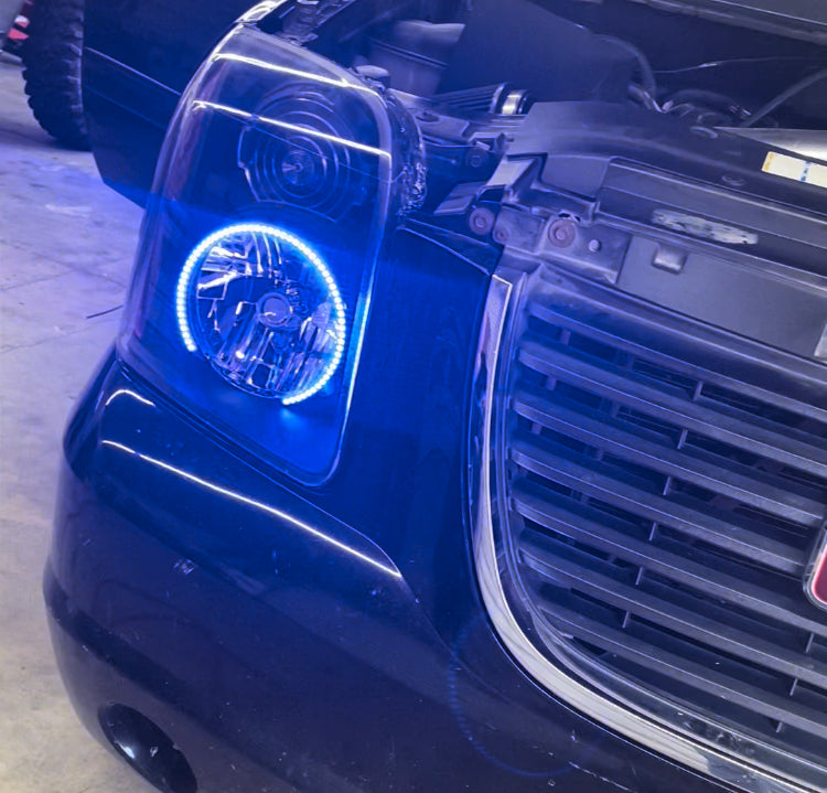 2007 - 2013 GMC Yukon Headlights with RGB Color Changing Halos Pre-Built Headlights Assemby