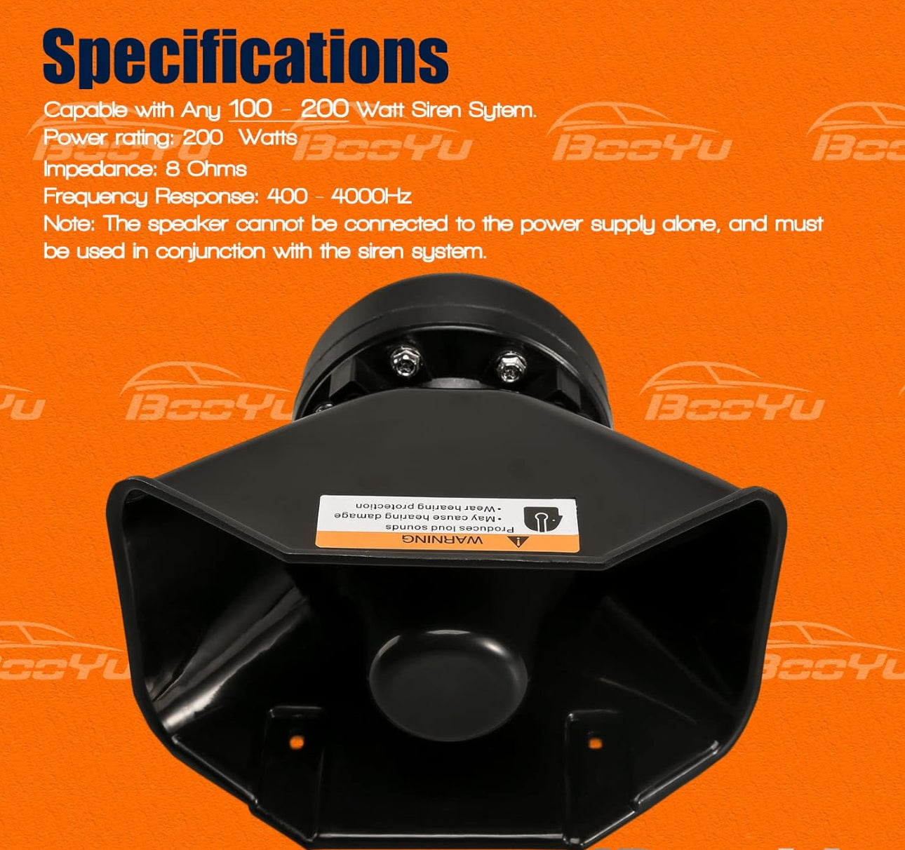 ECA 200 Watt Rectangle PA Siren Horn Speaker 8 Ohms , 135 dB, IP66 Waterproof
