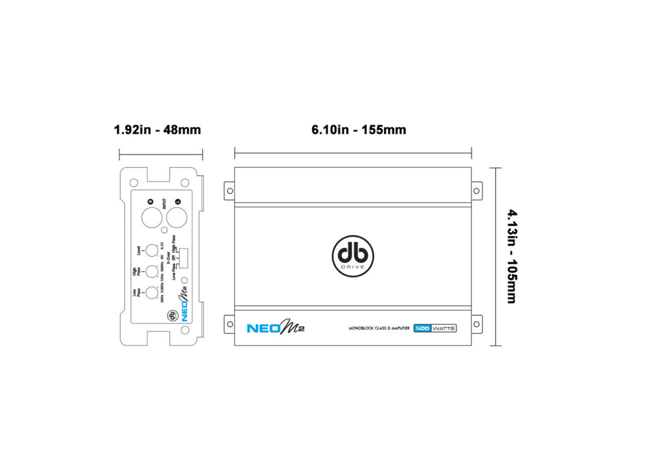 db drive NEO-M2 - 500 watt Rugged Marine 2-Channel Mini Amplifier