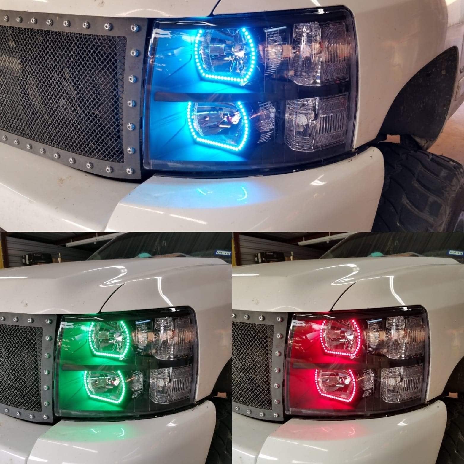 2007 - 2013 Chevy Silverado Headlights with RGB Color Changing Halos Pre-Built Headlights Assembly