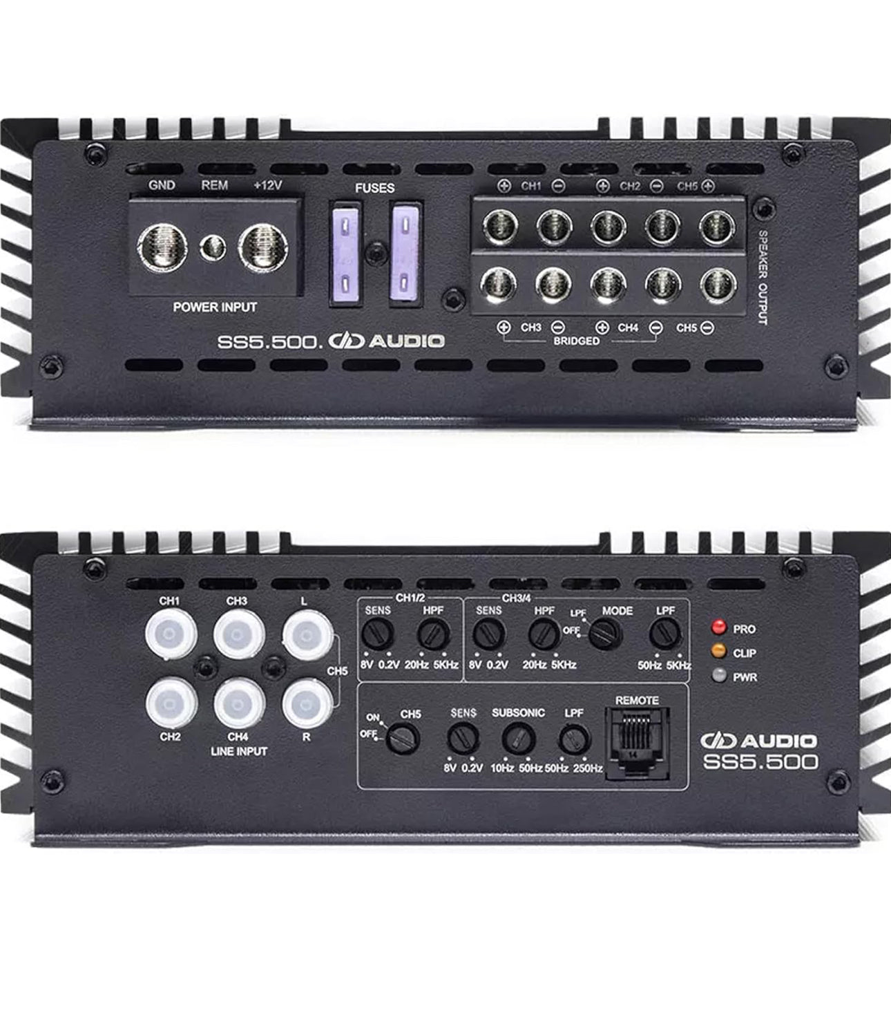 DD Audio Digital Designs SS5.500 5-Channel 980W RMS Class AB 4-Channels Class D 5th Channel Amplifier