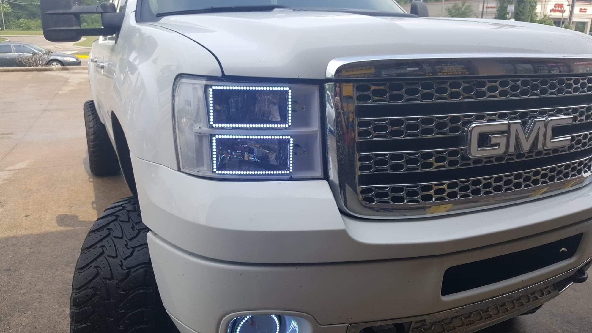 2007 - 2013 GMC Sierra Headlights with RGB Color Changing Halos Pre-Built Headlights Assemby