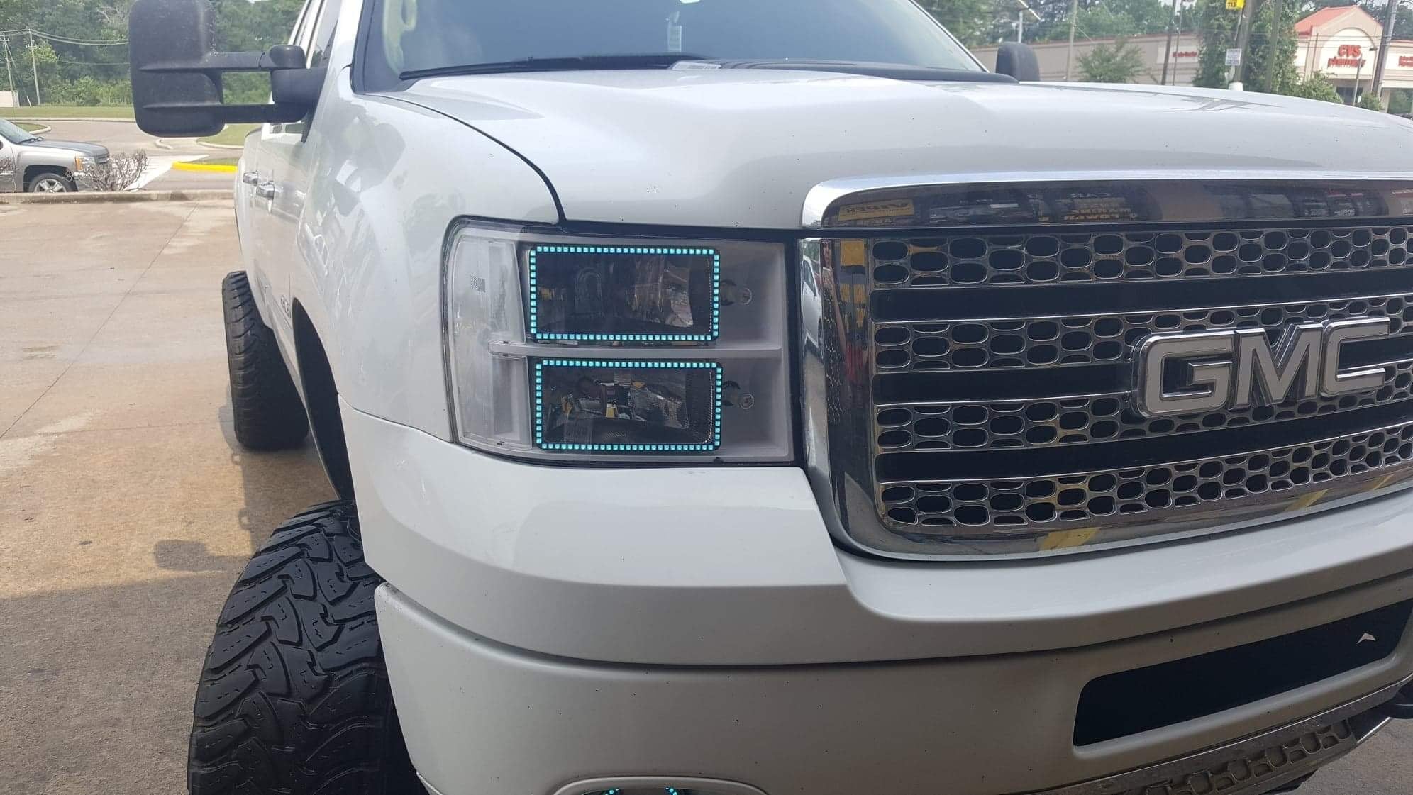 2007 - 2013 GMC Sierra Headlights with RGB Color Changing Halos Pre-Built Headlights Assemby