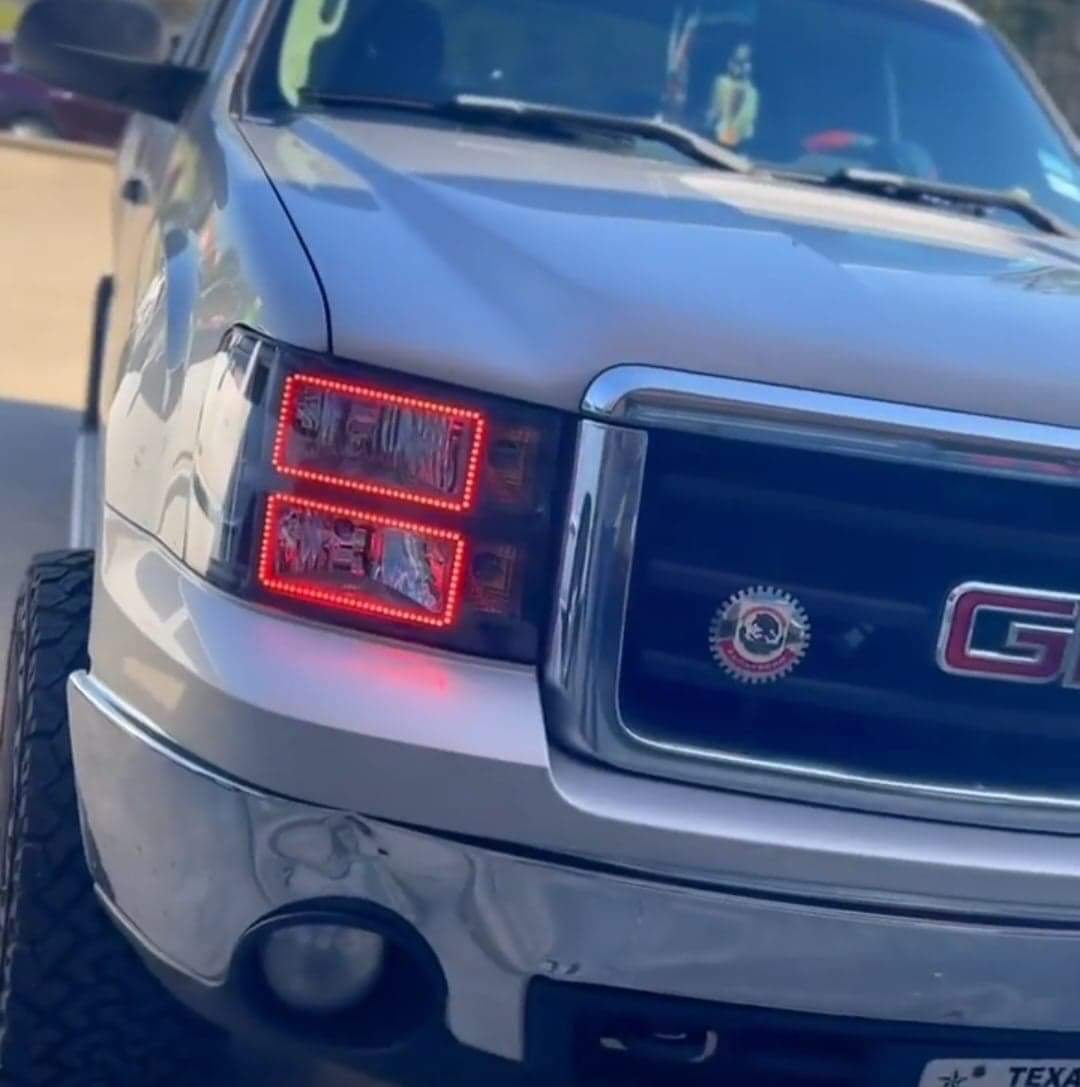 2007 - 2013 GMC Sierra Headlights with RGB Color Changing Halos Pre-Built Headlights Assemby
