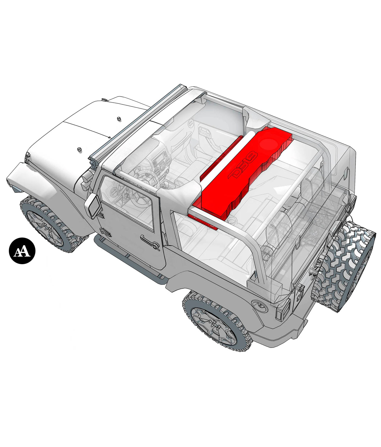 DS18 Jeep JK/JKU Overhead Sound Bar System Fits 4 X 8