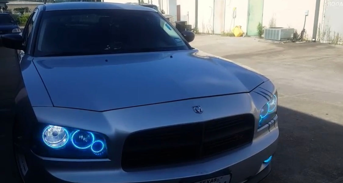 2005 - 2010 Dodge Charger Headlight Color Changing RGB Halo Ring Set