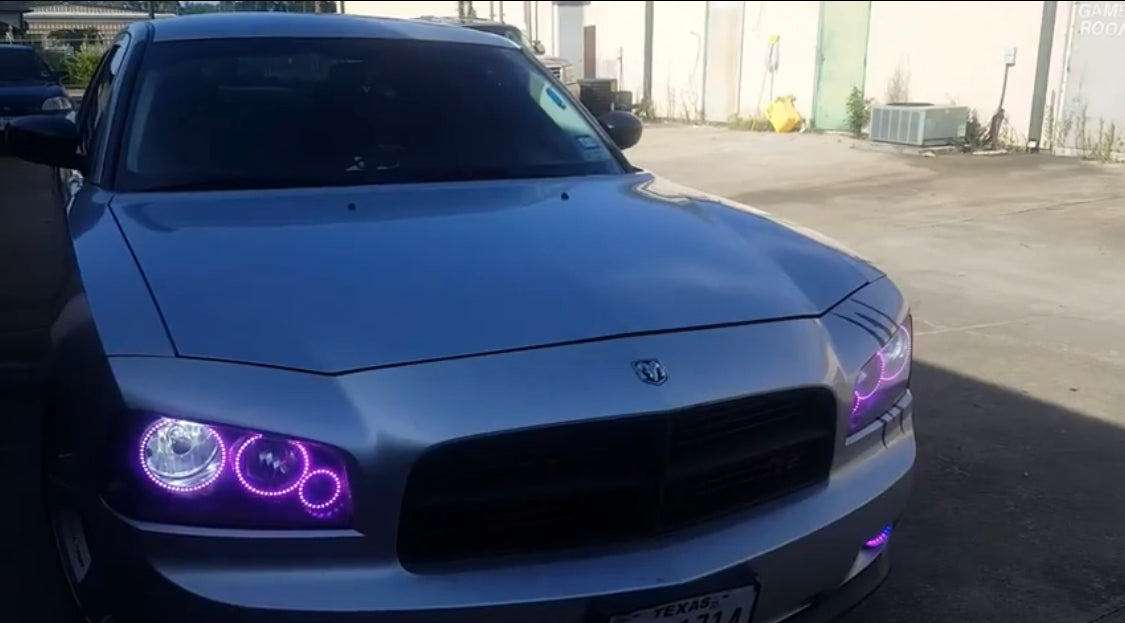 2005 - 2010 Dodge Charger Headlight Color Changing RGB Halo Pre-Built Headlights Assemby