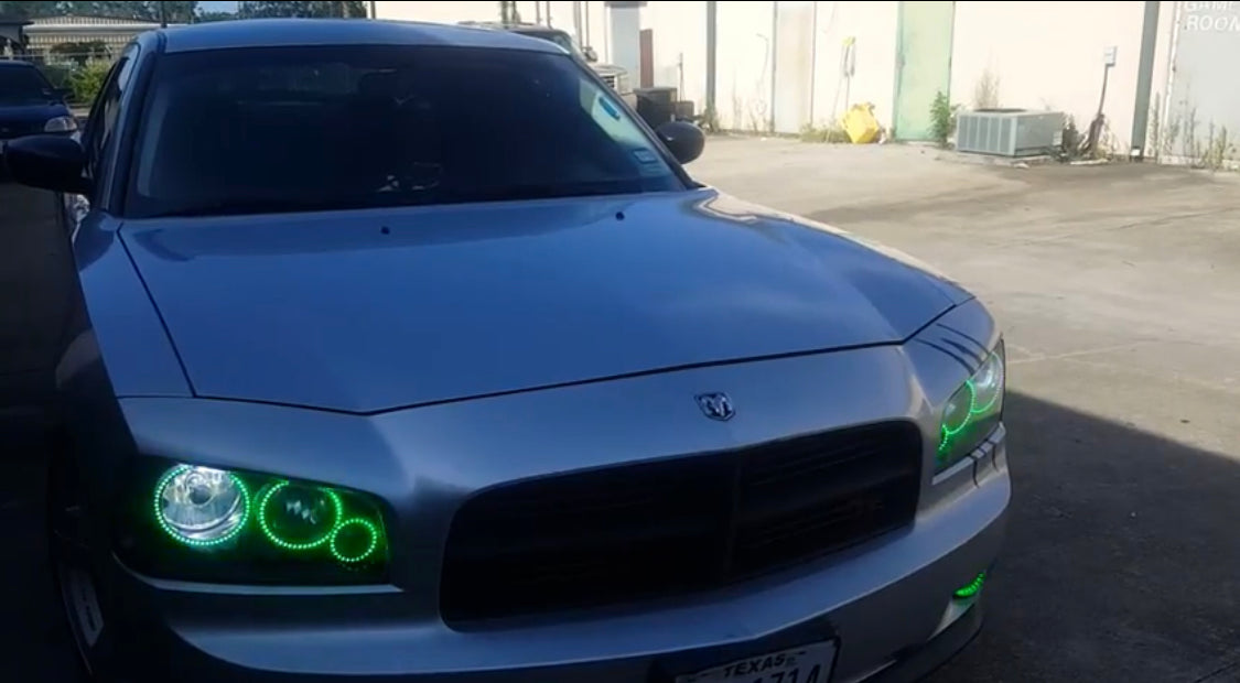 2005 - 2010 Dodge Charger Headlight Color Changing RGB Halo Pre-Built Headlights Assemby