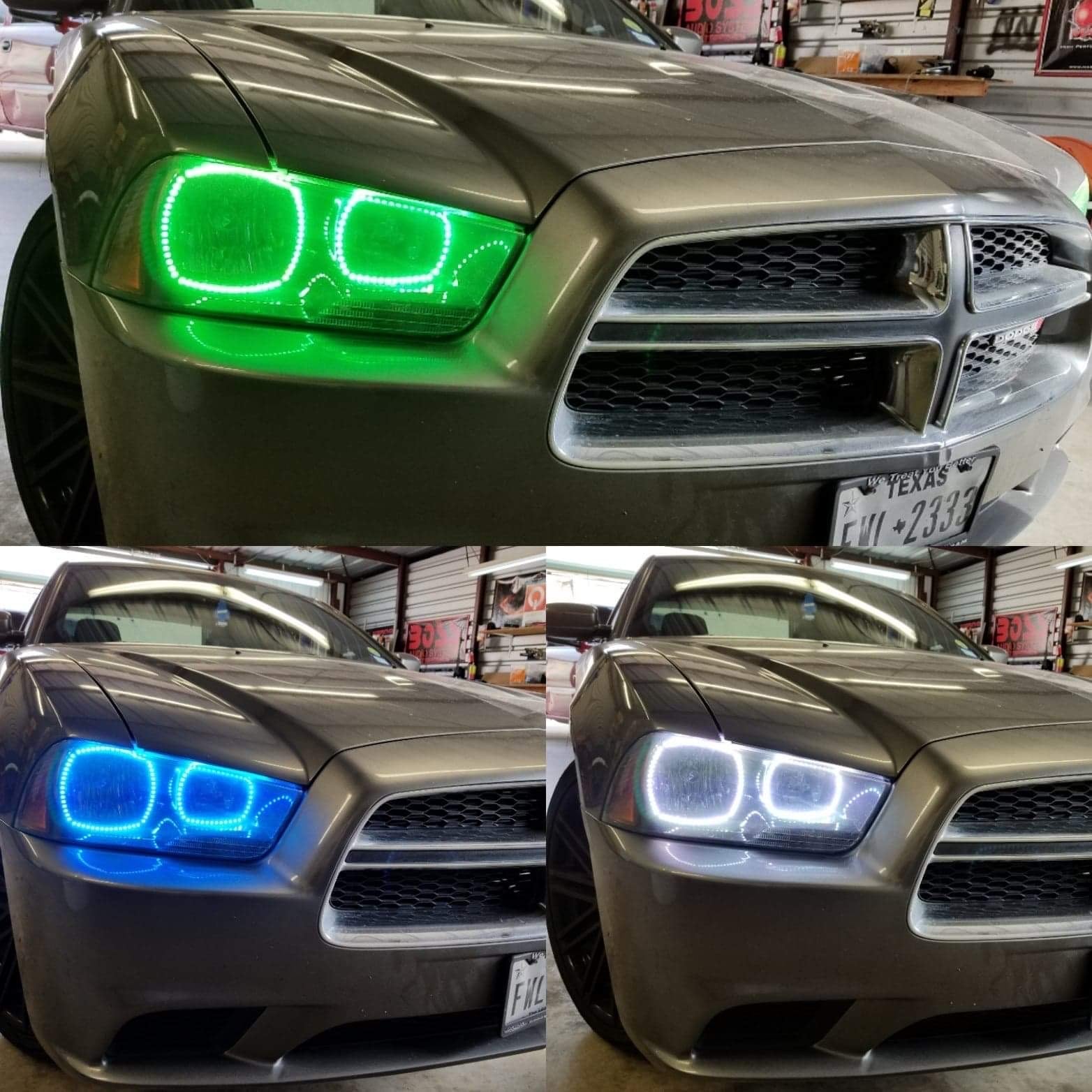 2011 - 2014 Dodge Charger Headlight Color Changing RGB Halo Pre-Built Headlights Assemby