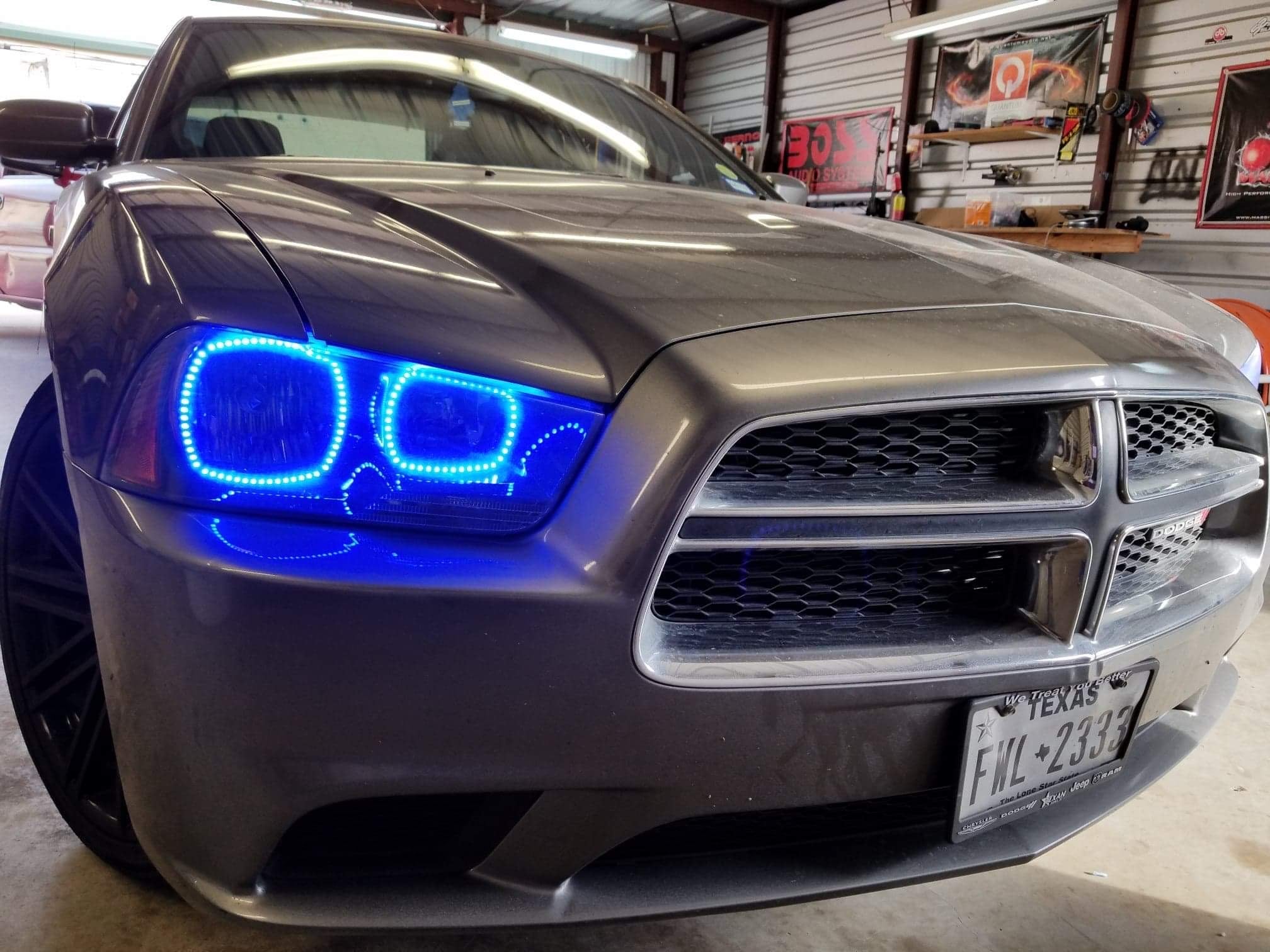 2011 - 2014 Dodge Charger Headlight Color Changing RGB Halo Pre-Built Headlights Assemby