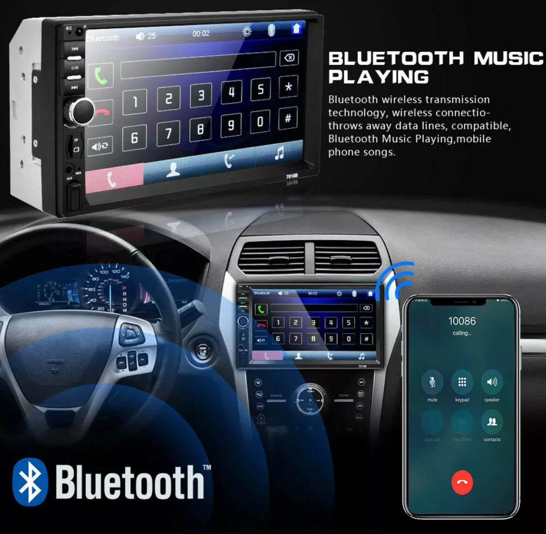 ECA MP5 7” Touch Screen Car Stereo with Netflix and YouTube Support