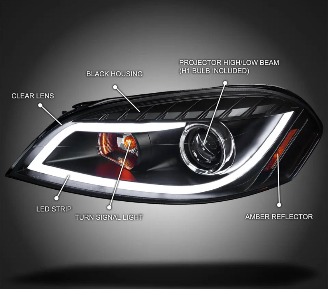 2006-2013 Chevy Impala Spec-D Plasma Halo Headlights Black