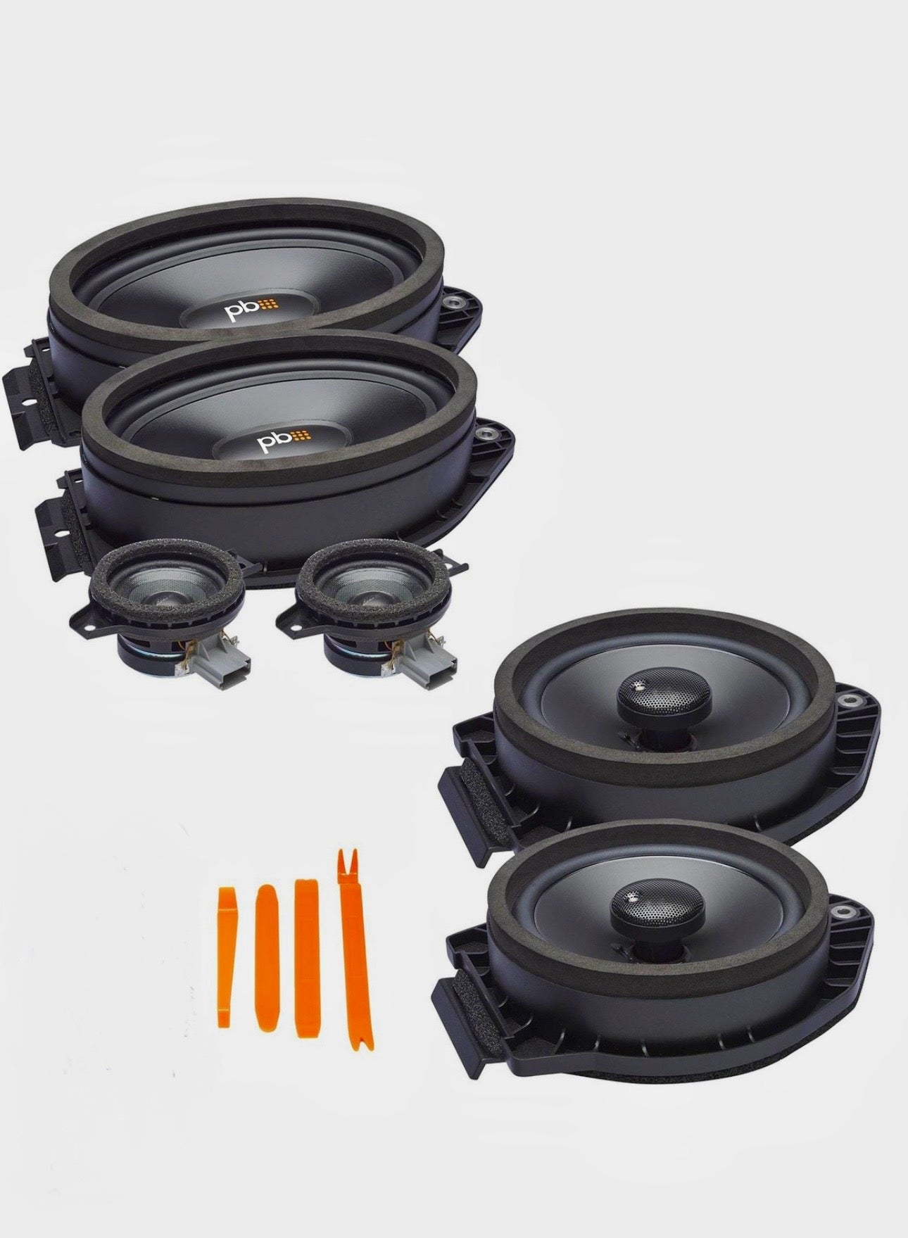 Powerbass 2014-2025 Chevy Silverado GMC Sierra Crew Cab Front Back Doors Speakers OE Speakers + Tweeters