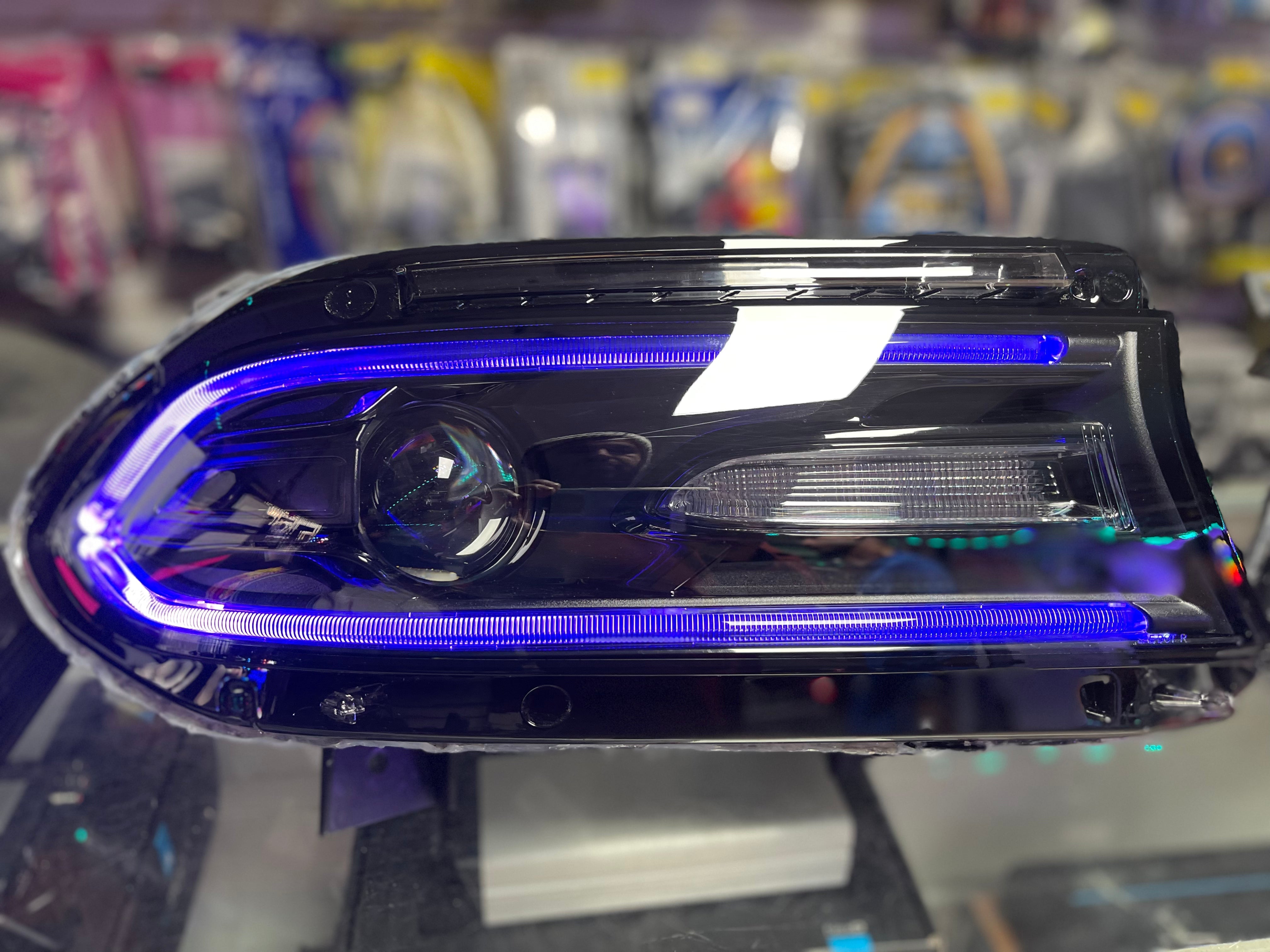 Prebuilt 2015-2023 Dodge Charger RGBW Color Changing LED Projector Headlights with Bluetooth
