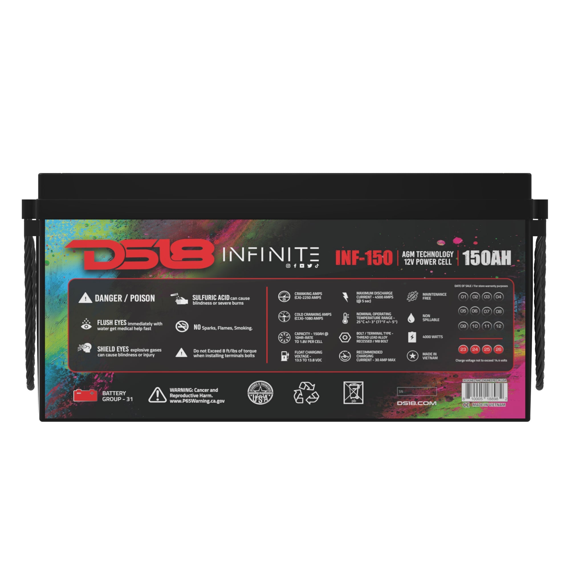 INFINITE 150 AH AGM Power Cell 12 Volt Battery