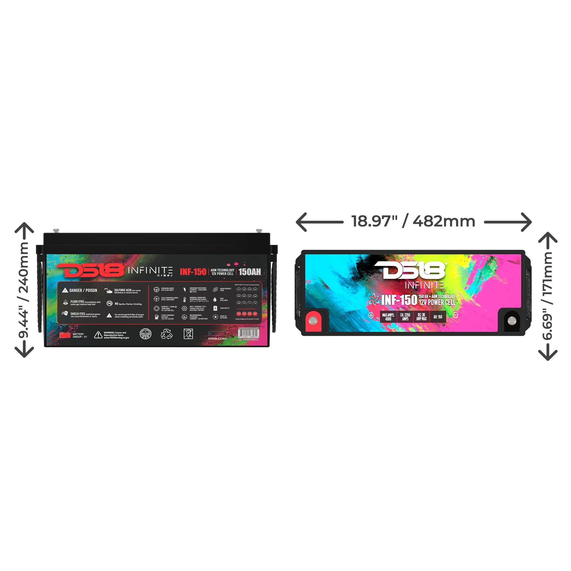 DS18 INFINITE 150 AH AGM Power Cell Battery