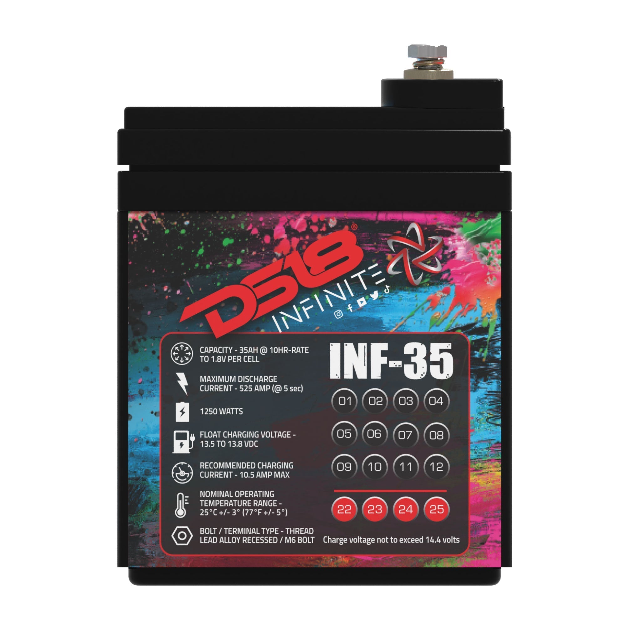 DS18 INF-35AH INFINITE 35 AH 1250 Watts AGM Power Cell 12 Volt Battery