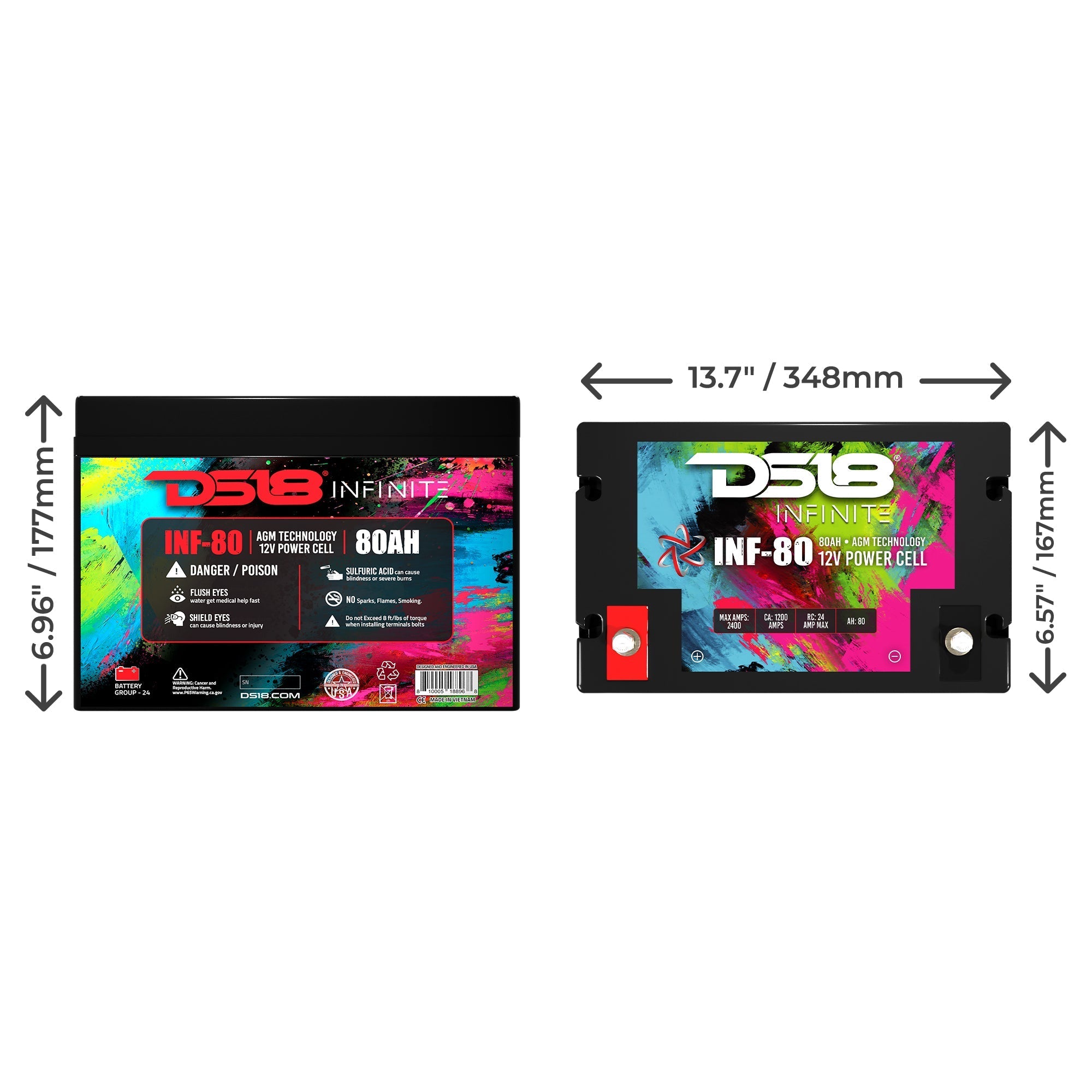 DS18 INF-80AH INFINITE 80 AH 2300 Watts AGM Power Cell 12 Volt Battery