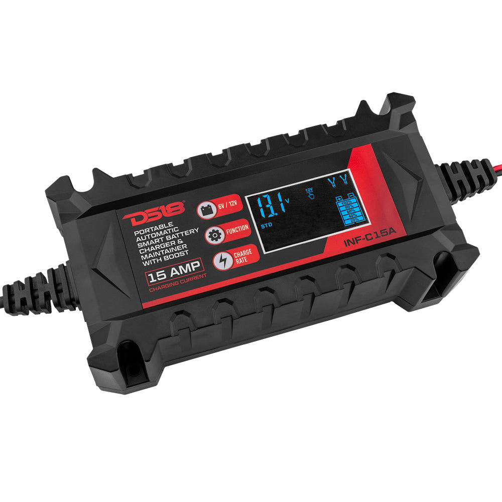 DS18 15 AMP Automatic Smart Lithium and AGM Car Battery Charger & Maintainer