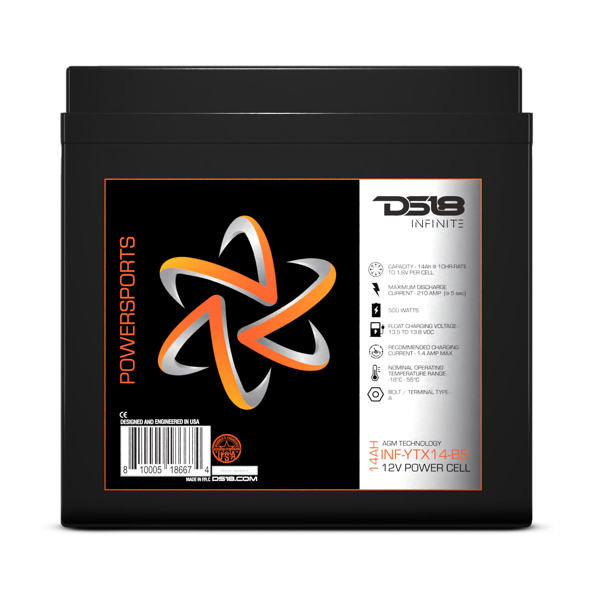 DS18 INFINITE 500 Watts 14 AH AGM Power Cell For Power Sports