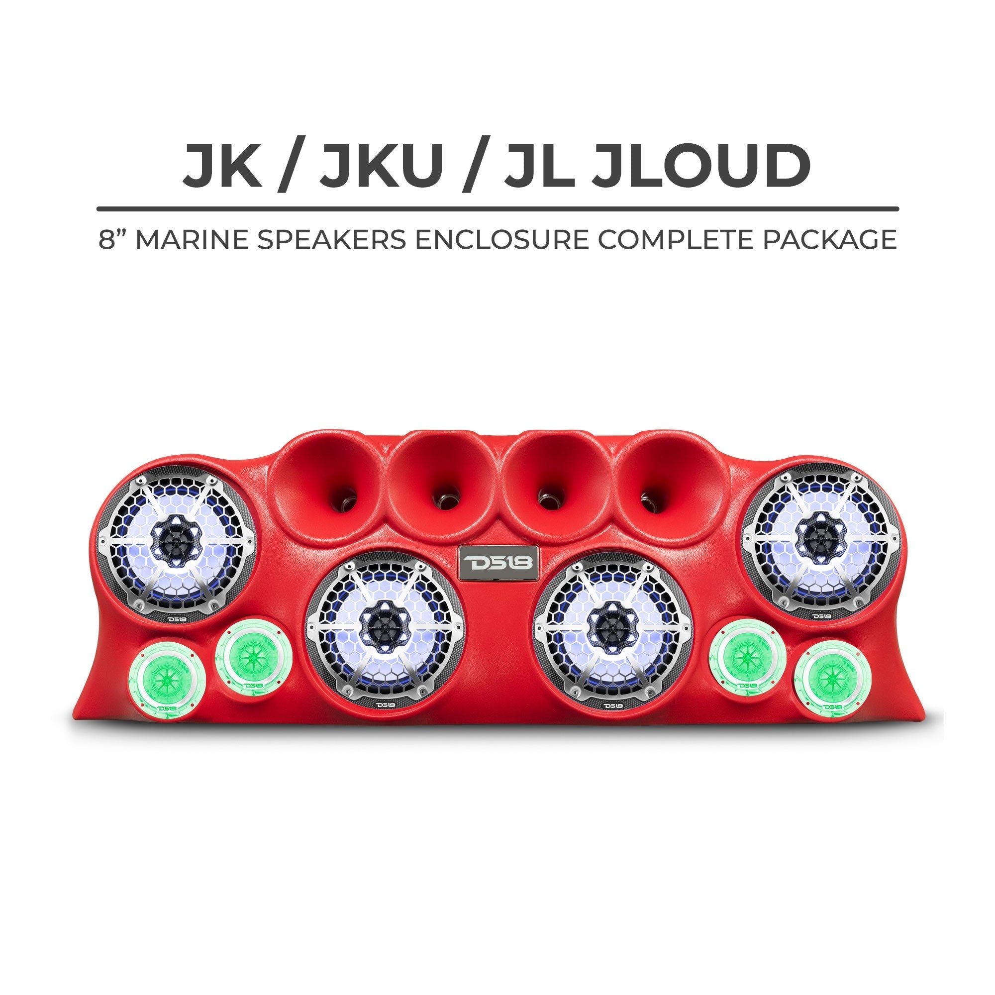 DS18 J-LOUD Jeep Wrangler JK/JKU/JL Loaded Sound Bar System, Black / White