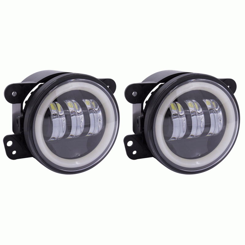 Metra Electronics JP-702FLB Fog Lights with Black Face and Full Halo - 4 Inch, 6 LED
