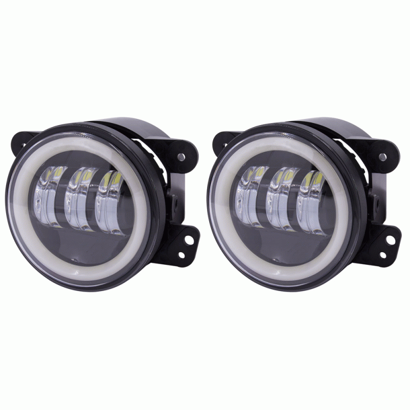 Metra Electronics JP-702FLB Fog Lights with Black Face and Full Halo - 4 Inch, 6 LED