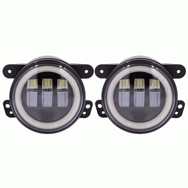 Metra Electronics JP-702FLB Fog Lights with Black Face and Full Halo - 4 Inch, 6 LED