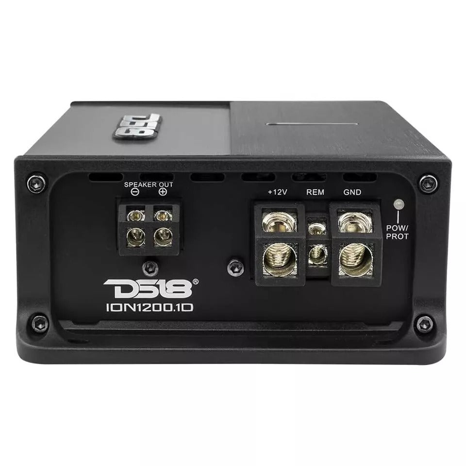 DS18 ION1200.1D 1-Channel 3600W Peak Full-Range Class-D Compact Car Amplifier