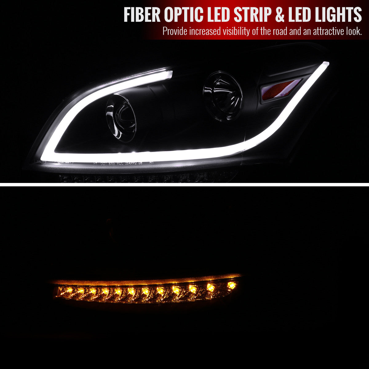 Spec-D 10-11 Kia Soul LED Bar Projector Headlights Black