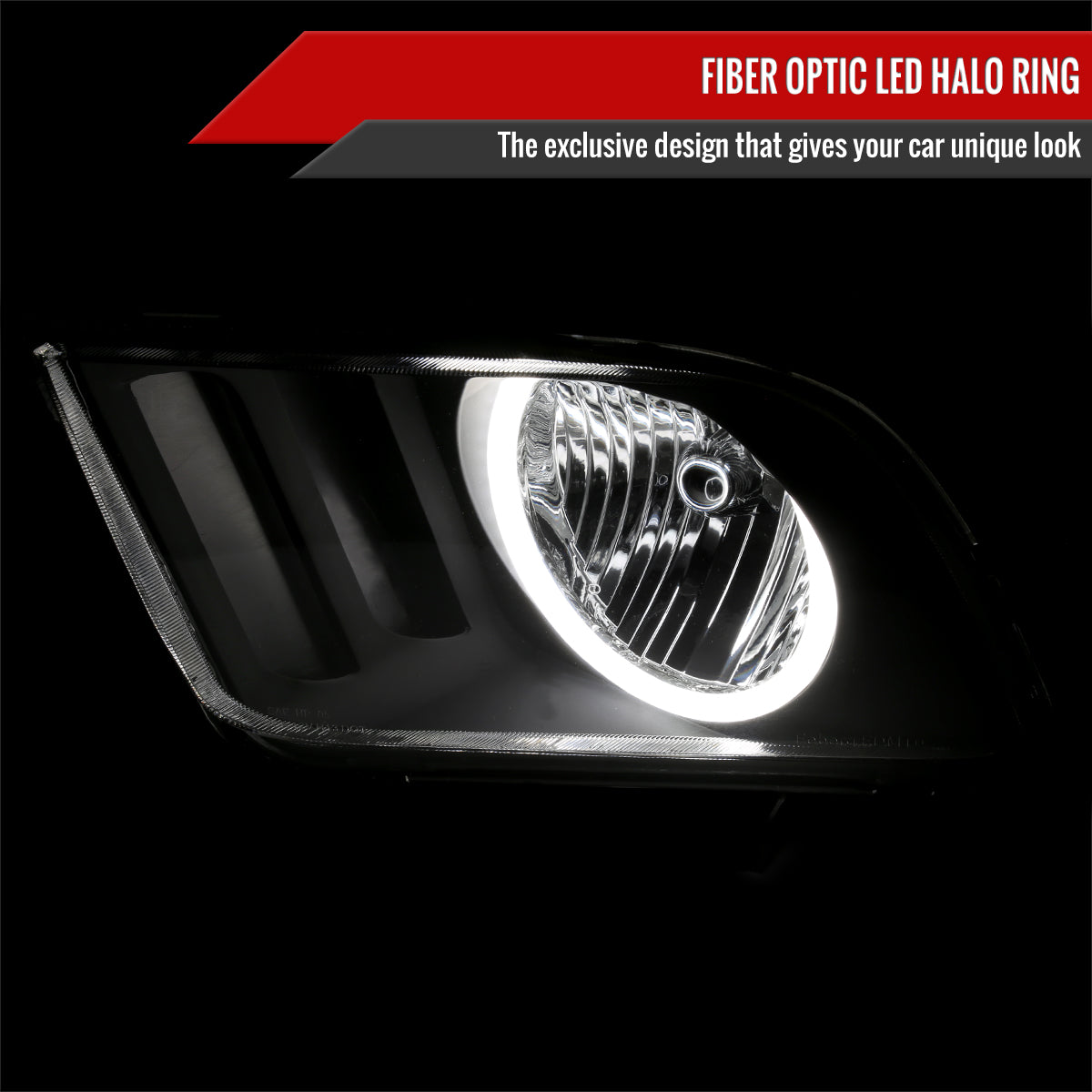 Spec-D 05-09 Ford Mustang LED Halo Headlights OEM Style Black/Smoked
