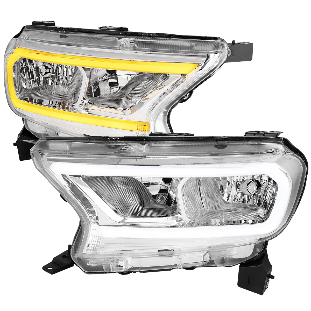 Spec-D 19-24 Ranger XL XLT Headlights OEM Style light Bar Chrome