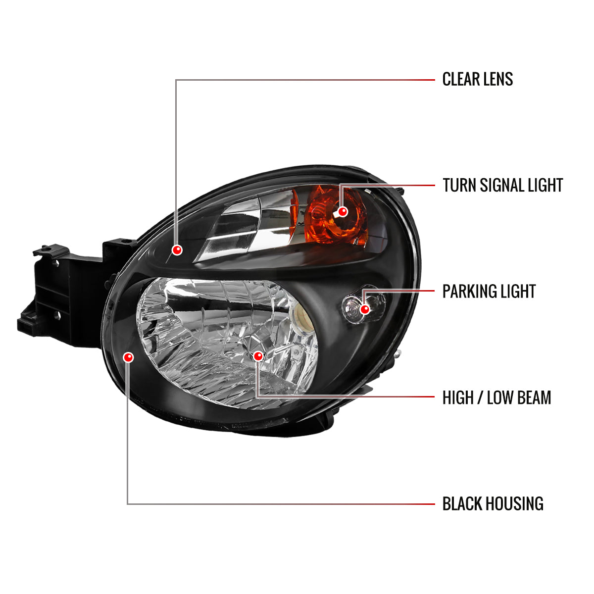 Spec-D 02-03 Subaru Impreza Headlights OEM Crystal Black/Clear.