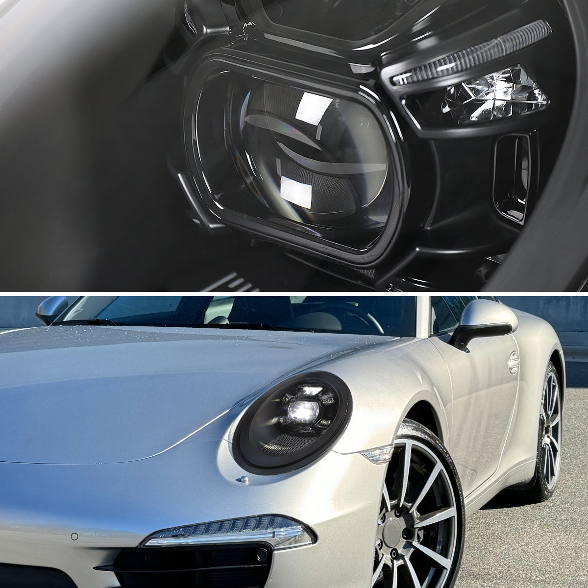 Spec-D 12-2018 Porsche 911 991 LED Projector Headlights Black