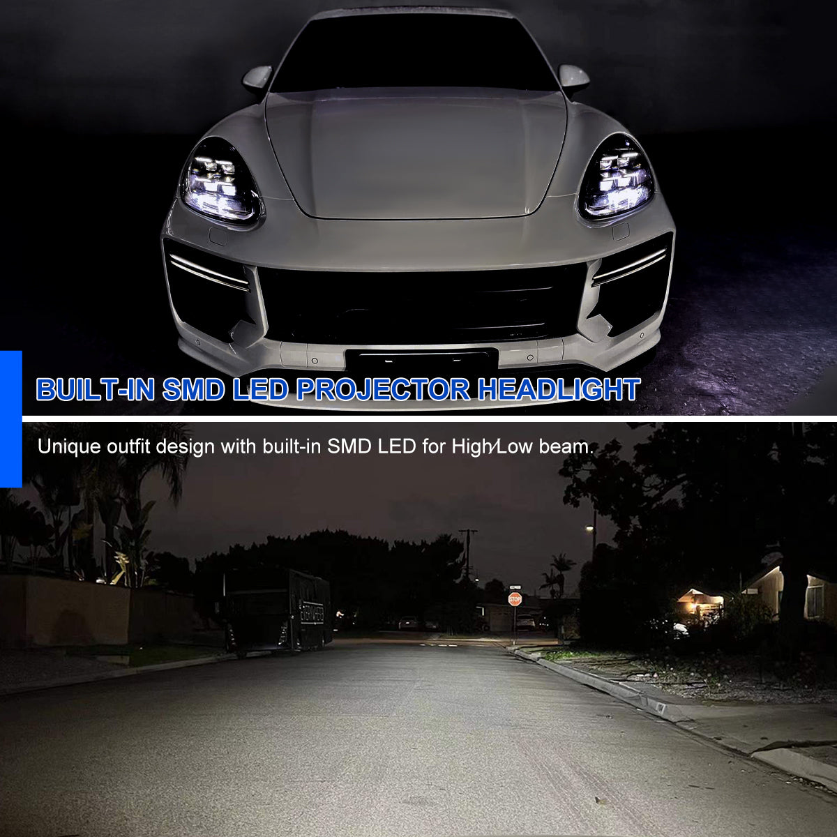 Spec-D 11-14 Porsche Cayenne 958.1 LED Projector Headlights Black