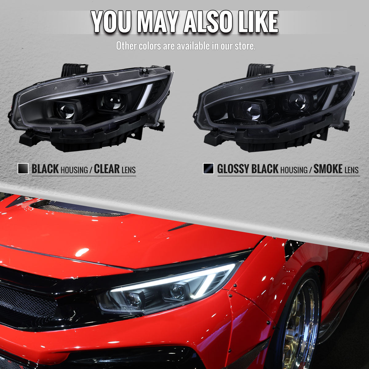 Spec-D 16-21 Honda Civic Led Projector Headlight Black/Smoke Lens