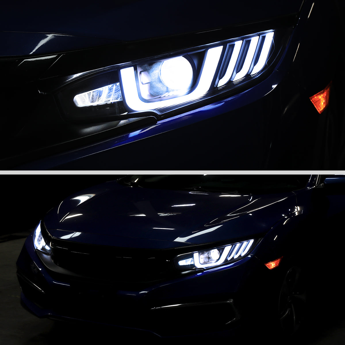 Spec-D 16-21 Honda Civic Headlights Switchback SEQ LED Black/Smoked